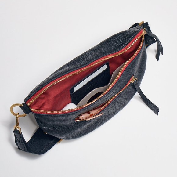 Hammitt Bags Hammitt Charles Beltbag Black Gold Red Zip Leather